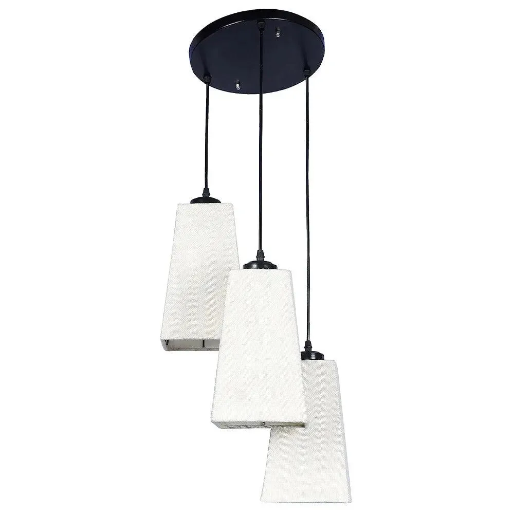 White Jute Pyramid Cluster Hanging Lamp
