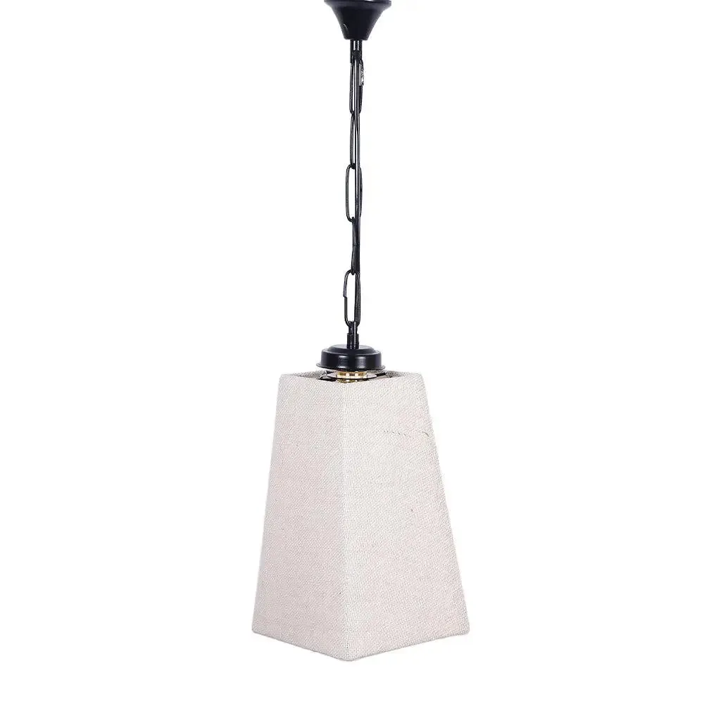 White Jute Pyramid Hanging Lamp