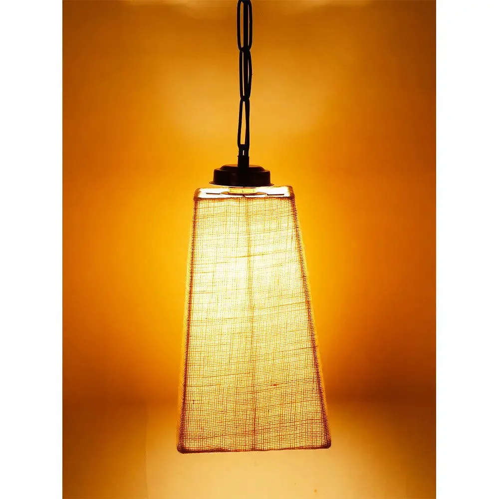 White Jute Pyramid Hanging Lamp