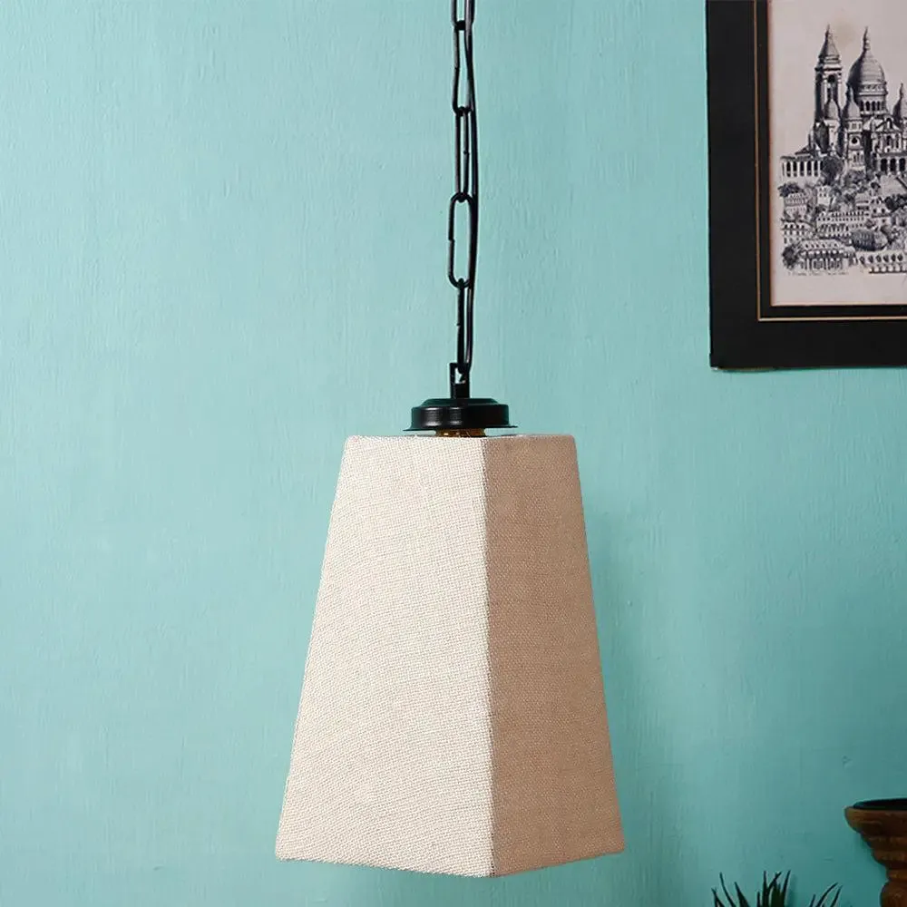White Jute Pyramid Hanging Lamp