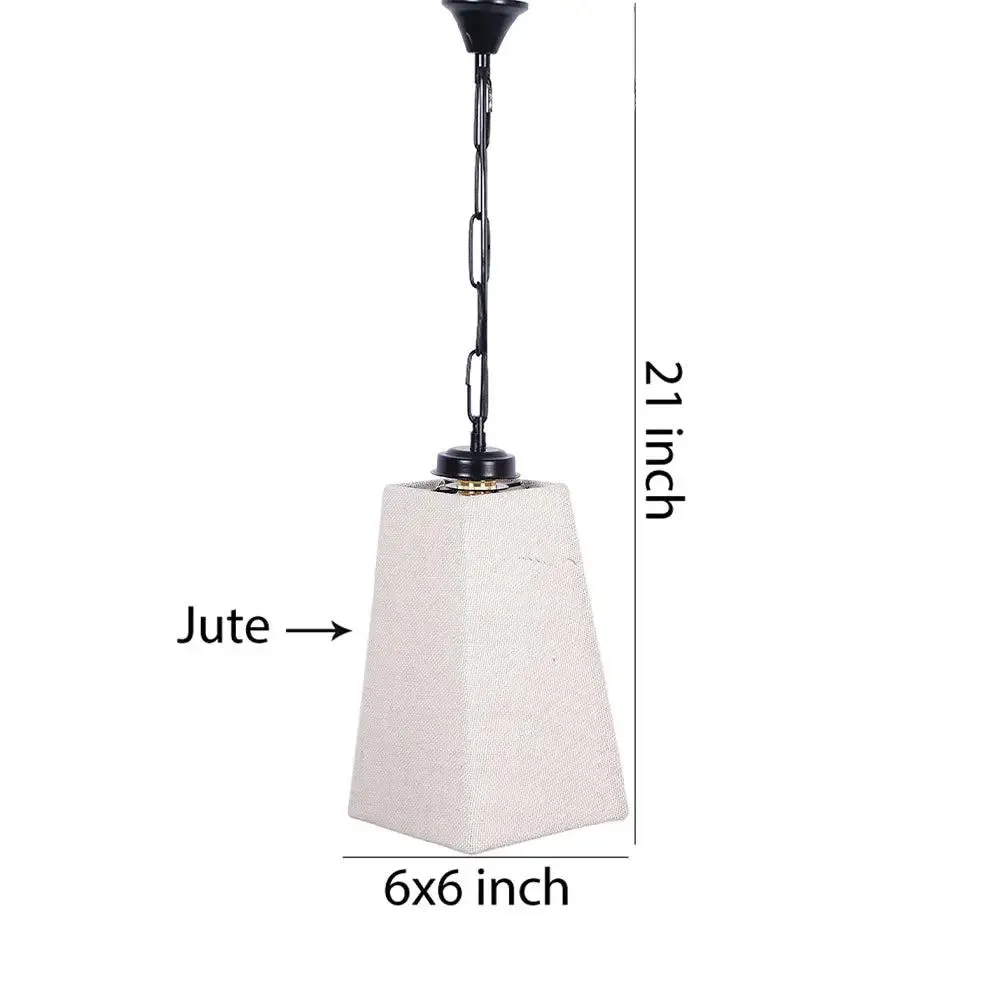 White Jute Pyramid Hanging Lamp