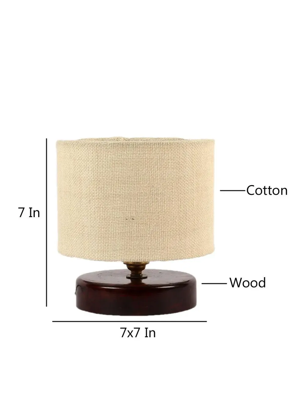 White Jute Table Lamp with Brown Wood Base