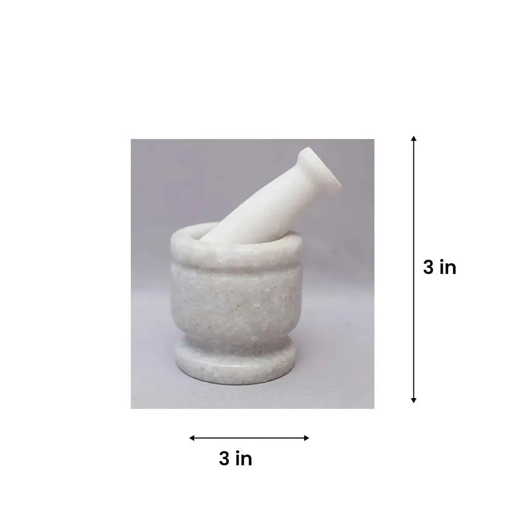 White Marble Black Mortar and Pestle