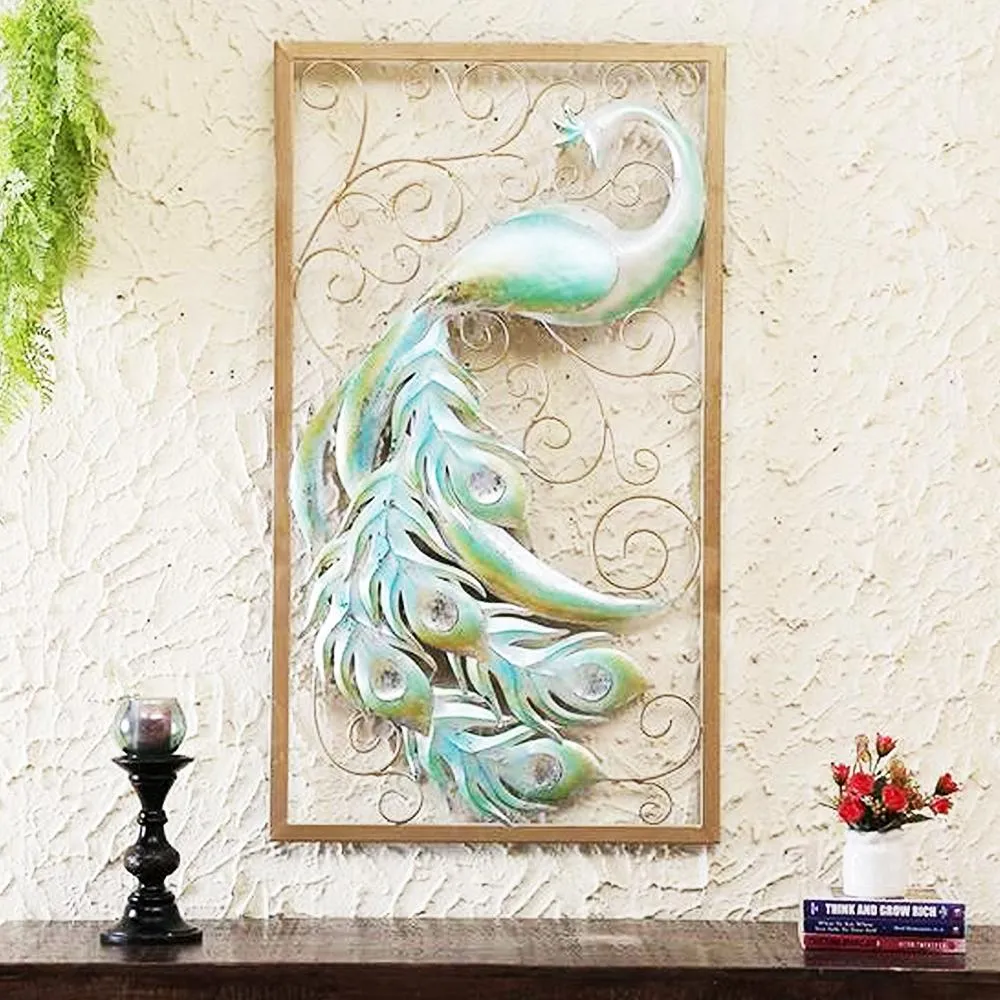 White Peacock Metal Wall Decor