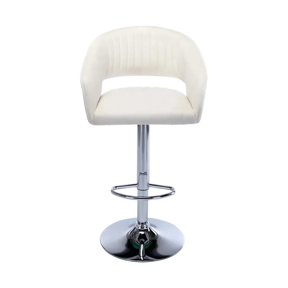 White Plush Feel Velvet Adjustable Bar Stool Single Stool