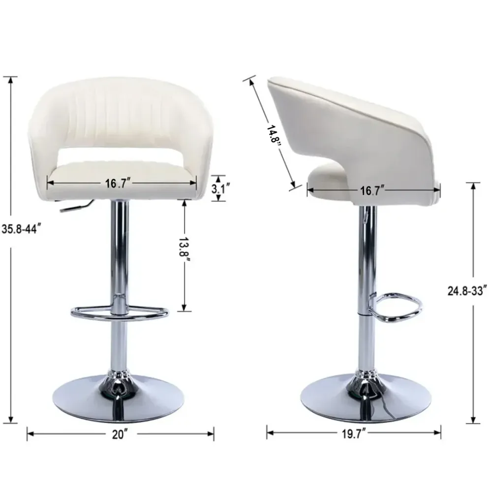 White Plush Feel Velvet Adjustable Bar Stool Single Stool