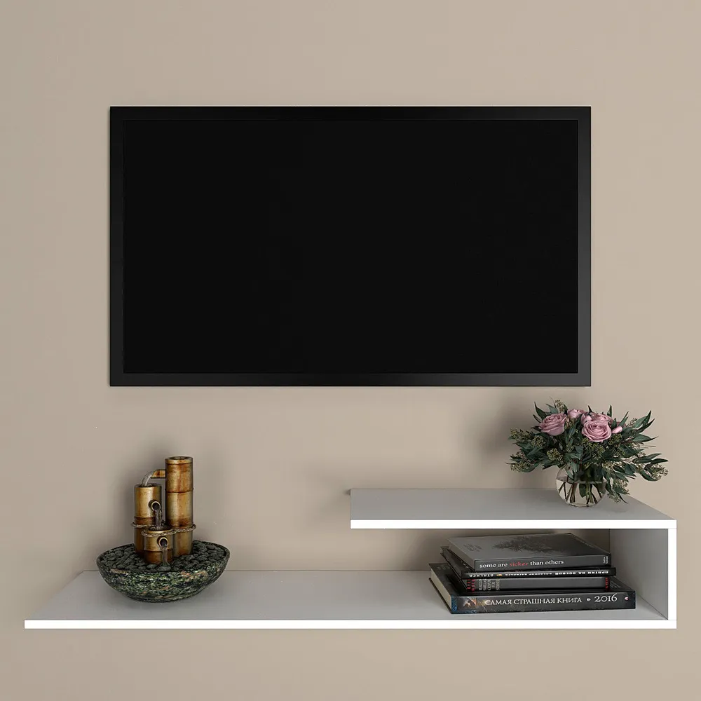 White Pre-laminated Minimalist Wooden Tv Unit