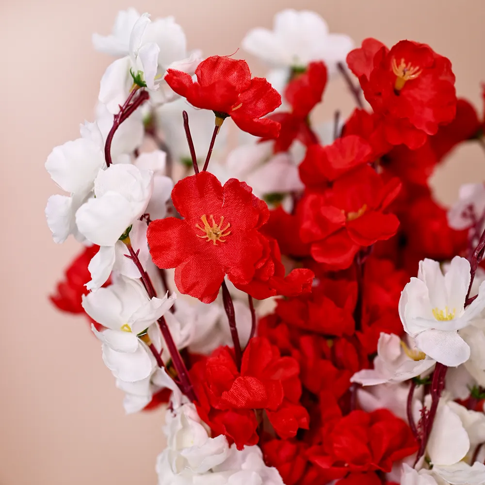 White & Red Artificial Orchid Bunch Combo