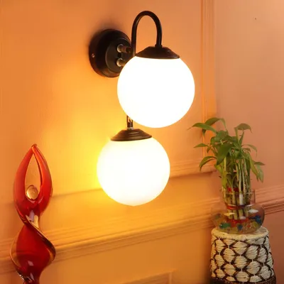 White Solid Doom shaped Glass SideWall Lamp