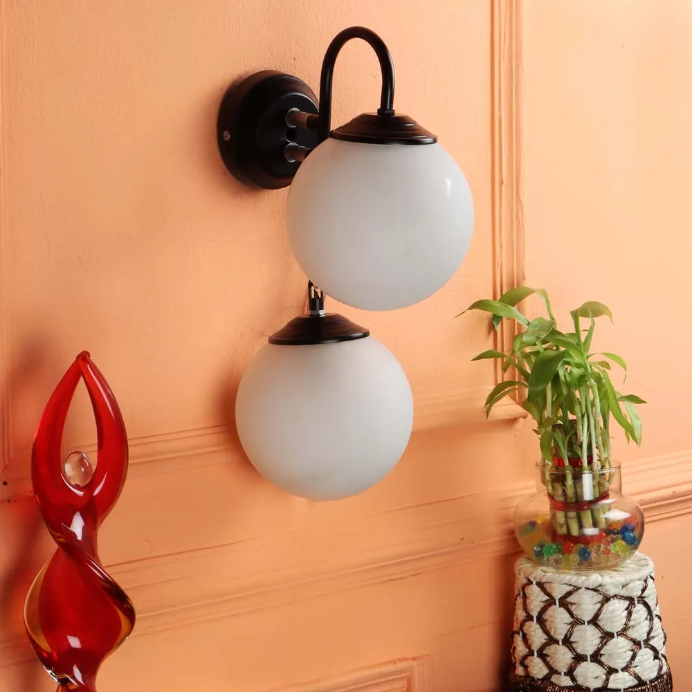 White Solid Doom shaped Glass SideWall Lamp Single Piece