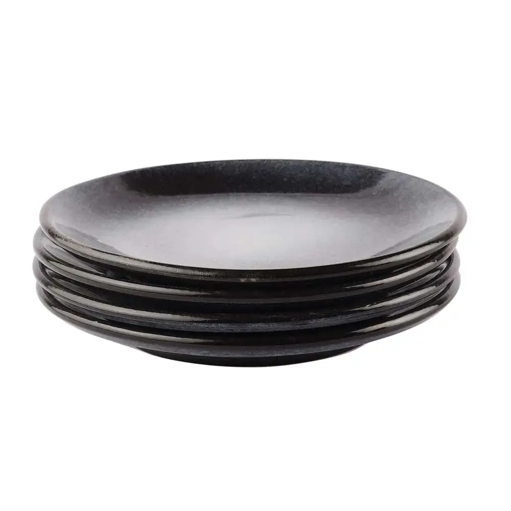 White Sprayed Black Decorative Ceramic Quater Plates Set Of 4
