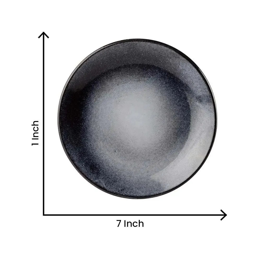 White Sprayed Black Decorative Ceramic Quater Plates Set Of 4
