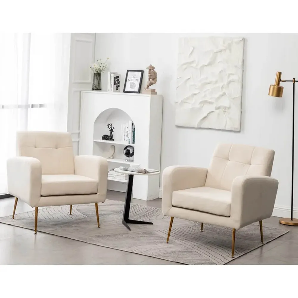 White Tufted Luxe Velvet Lounge Chair