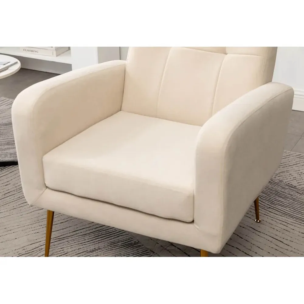 White Tufted Luxe Velvet Lounge Chair
