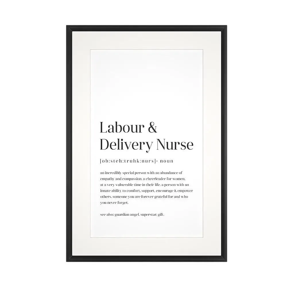 White Typographical Framed Wall Art Decor for Gynecologist / Gift for Doctor