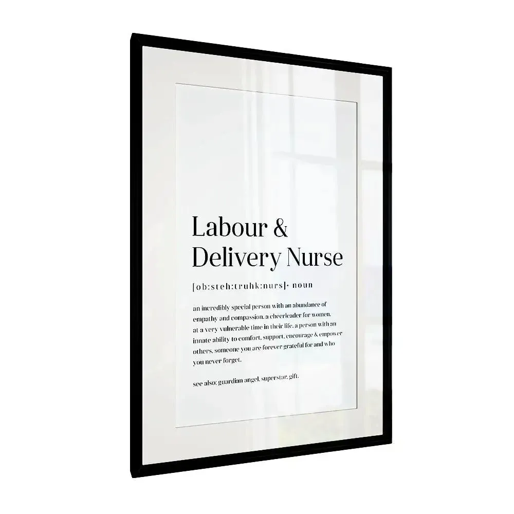 White Typographical Framed Wall Art Decor for Gynecologist / Gift for Doctor