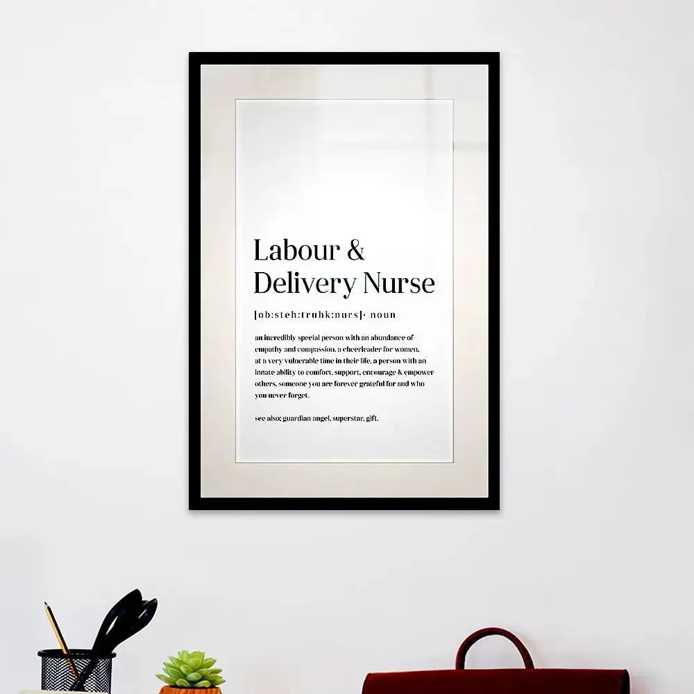 White Typographical Framed Wall Art Decor for Gynecologist / Gift for Doctor