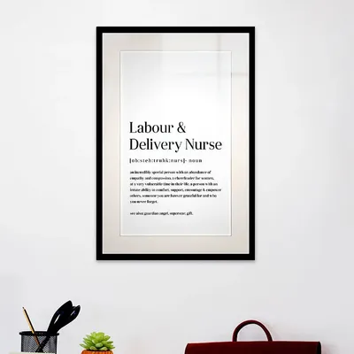 White Typographical Framed Wall Art Decor for Gynecologist / Gift for Doctor