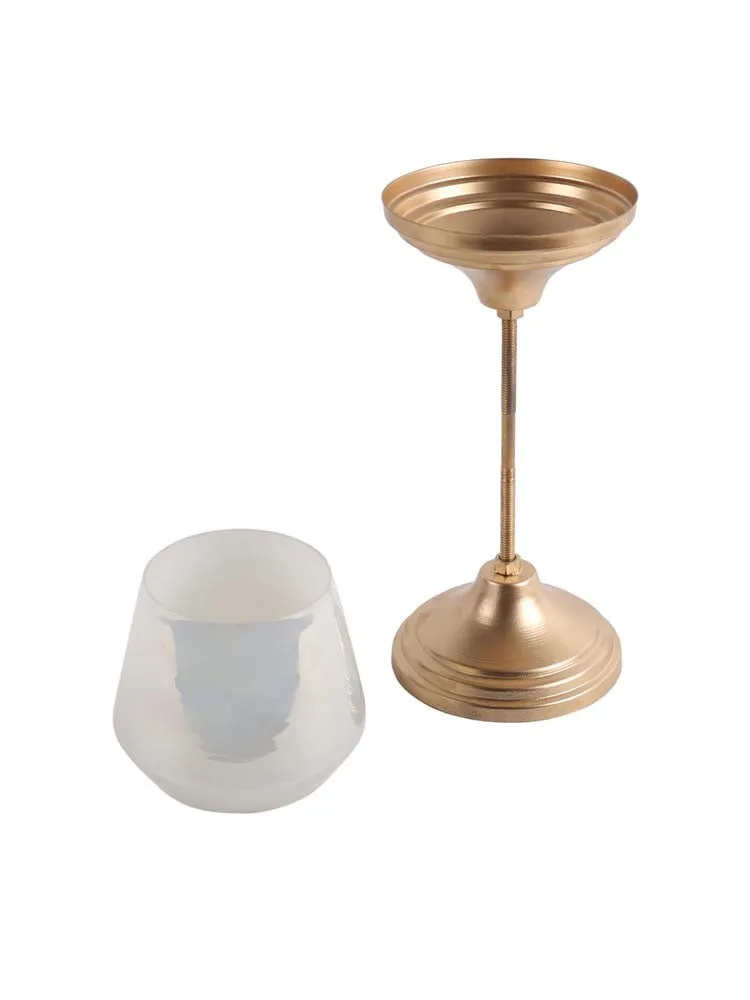 White Wine Glass Motif Tea Light Candle Holders Set Of 2