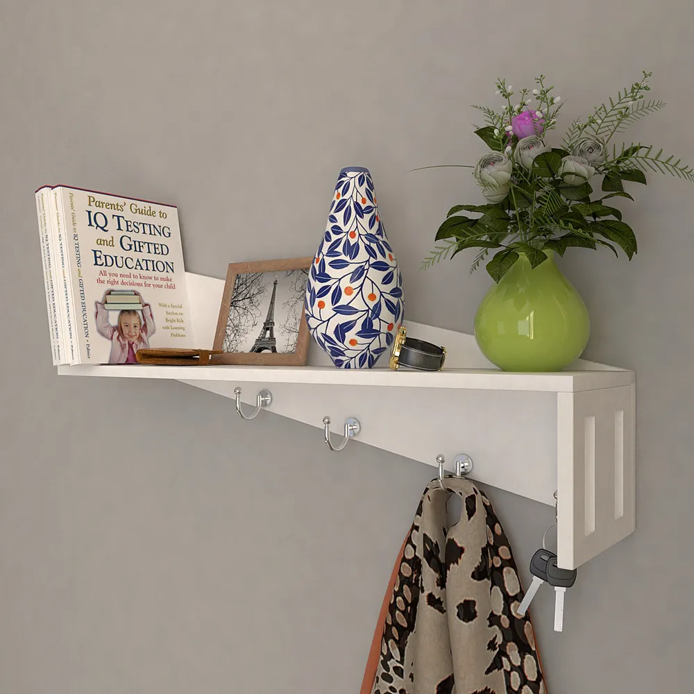 White Wood Modern Touch Wall Shelf/Wall Hanger