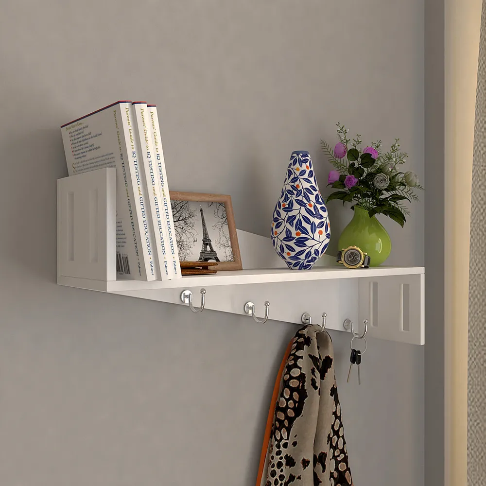 White Wood Modern Touch Wall Shelf/Wall Hanger