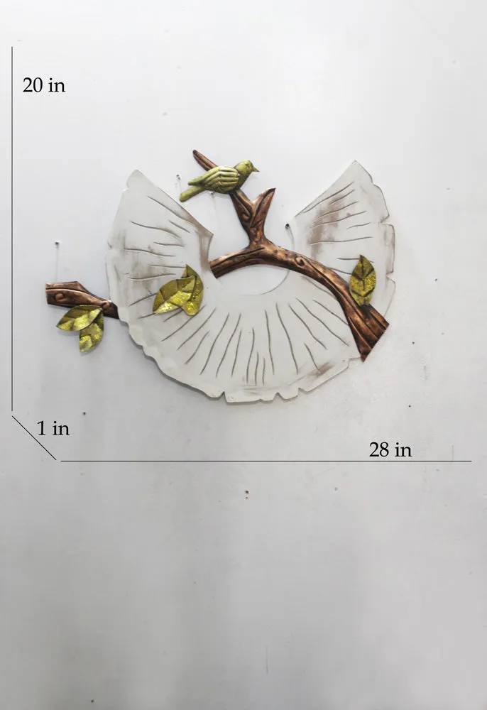 White Wrought Iron Birdie Metallic Wall Art Decor