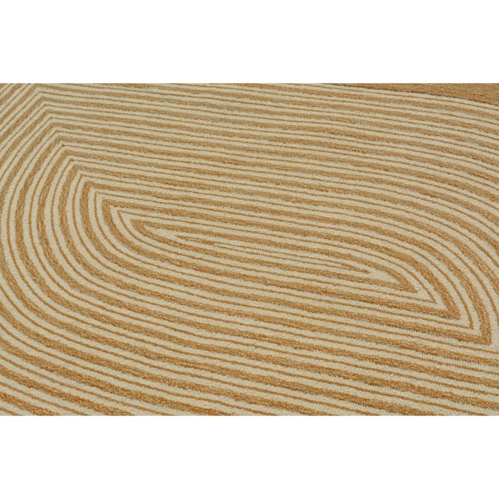 Wide Leaf Designed Golden Beige Tufted Area Carpet 3X5ft