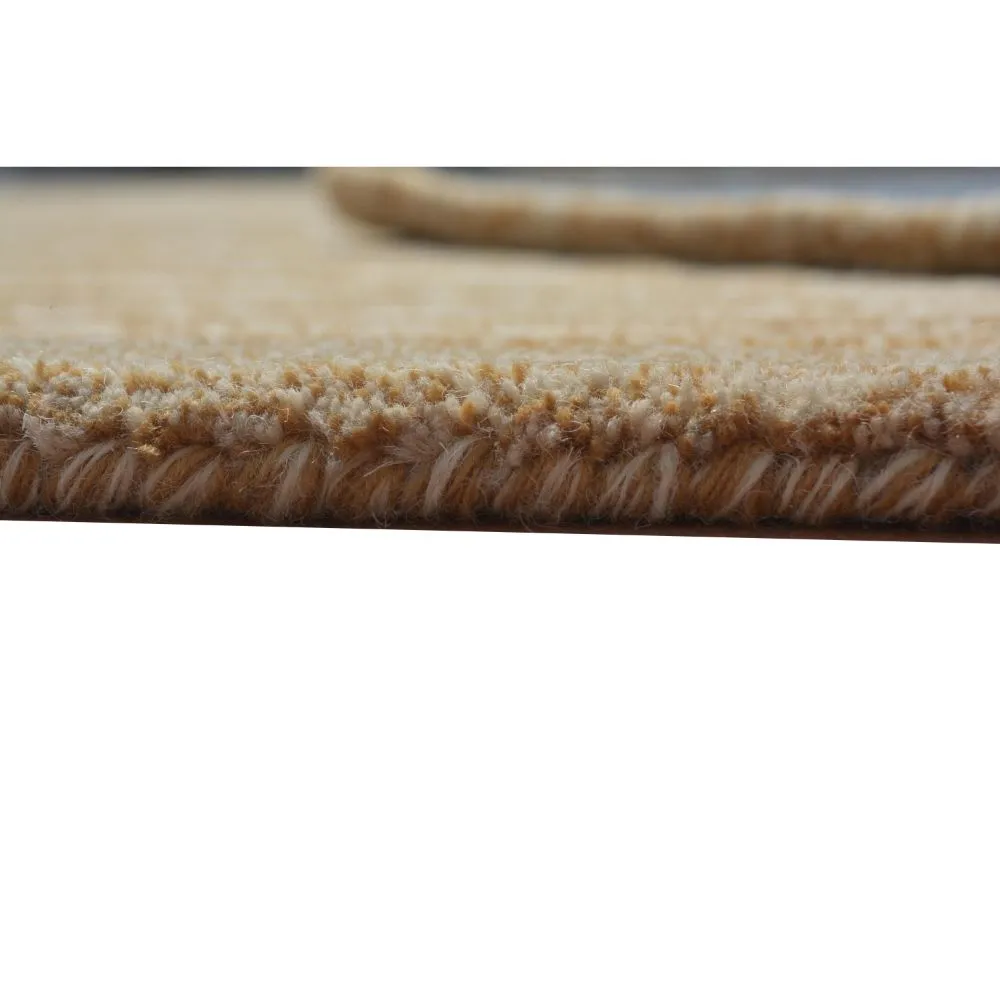 Wide Leaf Designed Golden Beige Tufted Area Carpet 3X5ft