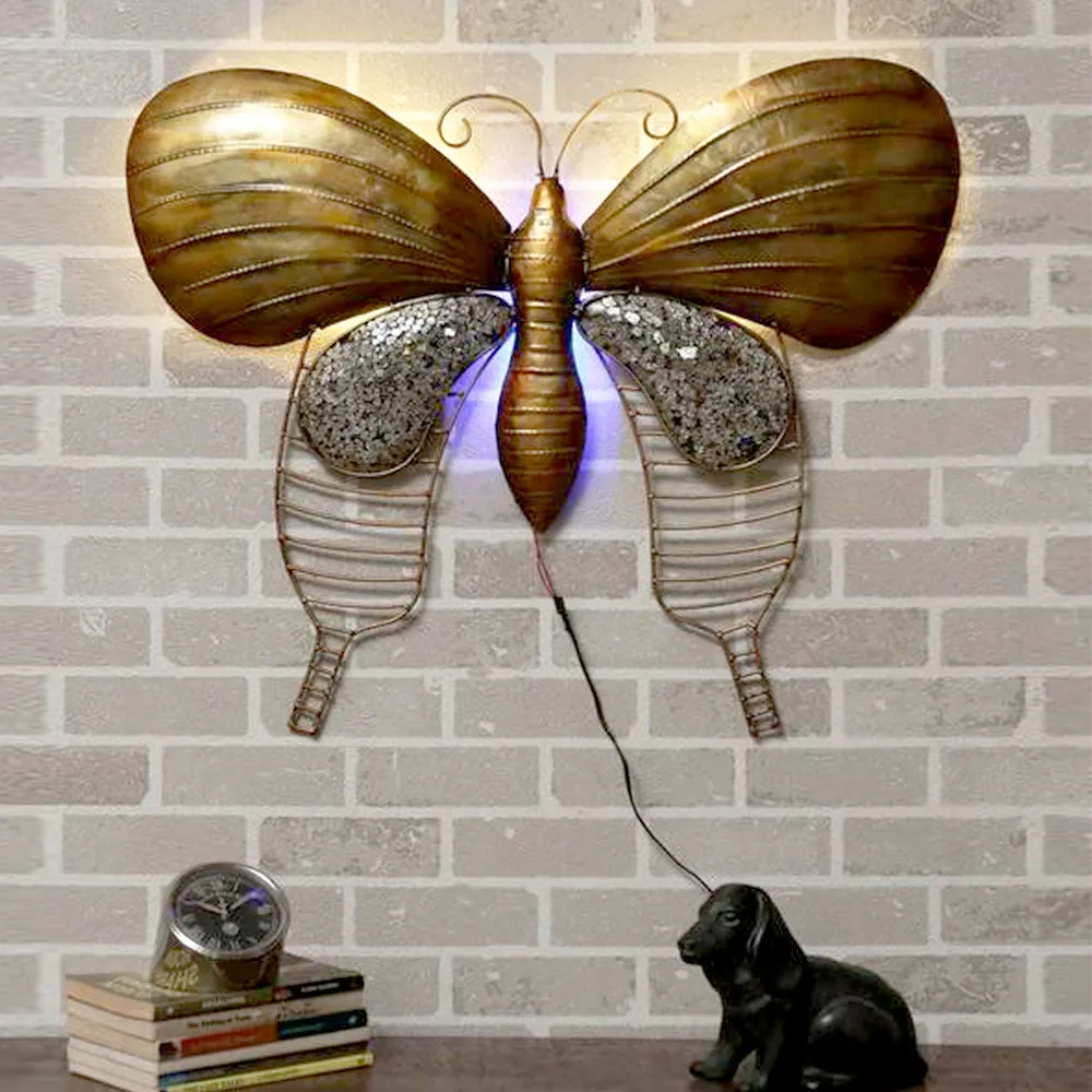 Wild Butterfly Designer LED Metal Wall Decor