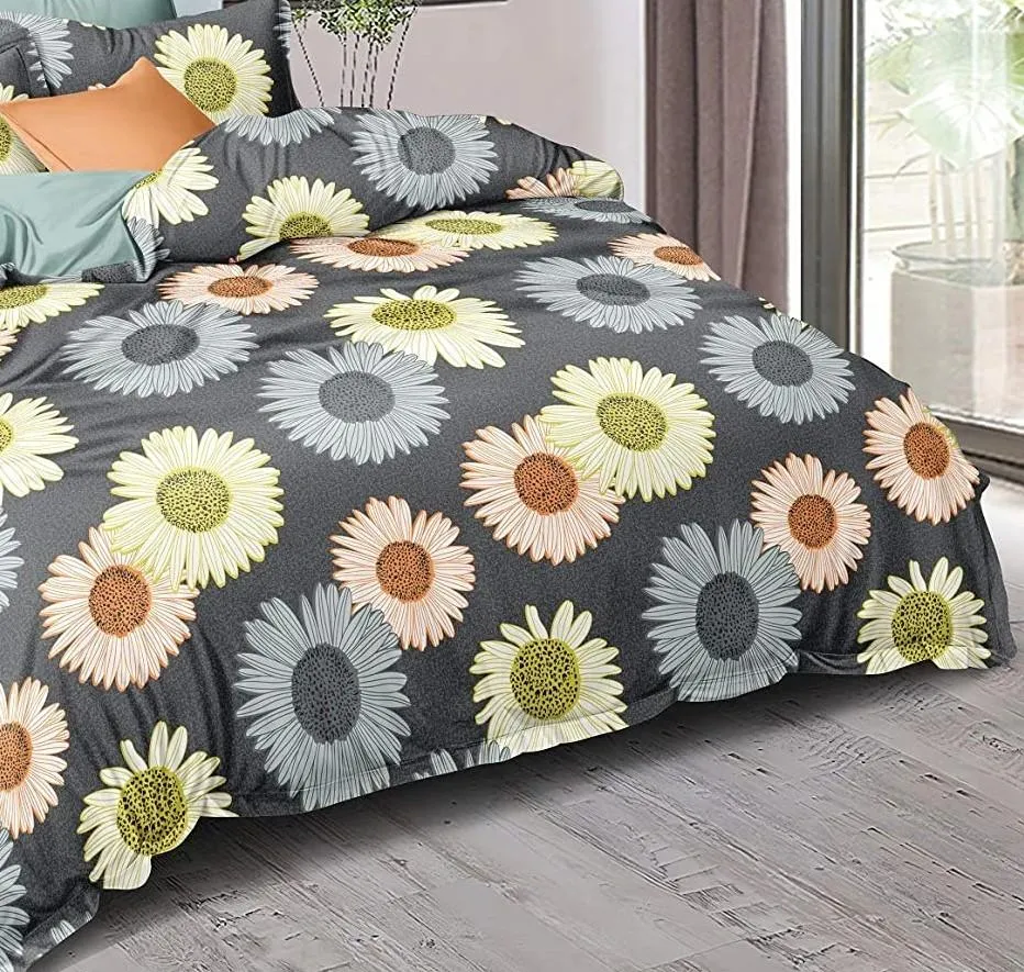 Wild Daisy Floral Print Designer Double Bedsheet With 2 Pillow Covers
