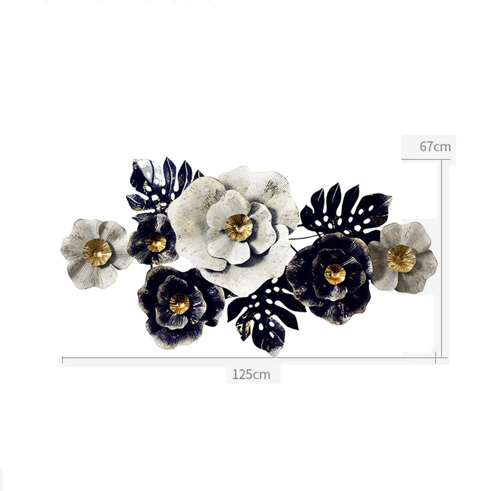 Wild Floral White & Blue Large Metal Wall Art