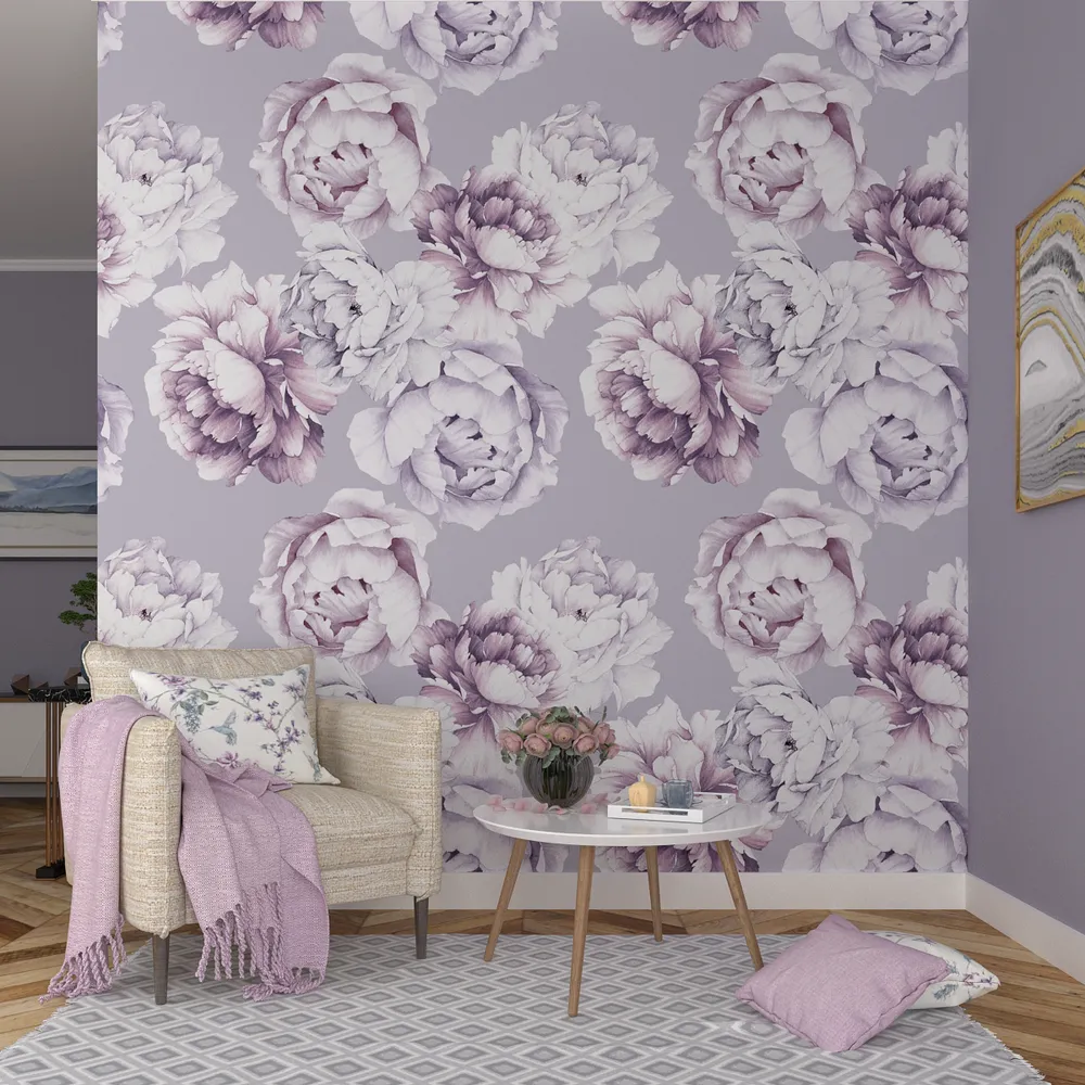 Wild Flowers In Mauve Premium Quality Wallpaper