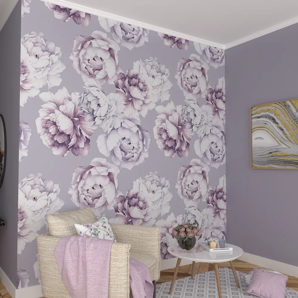 Wild Flowers In Mauve Premium Quality Wallpaper