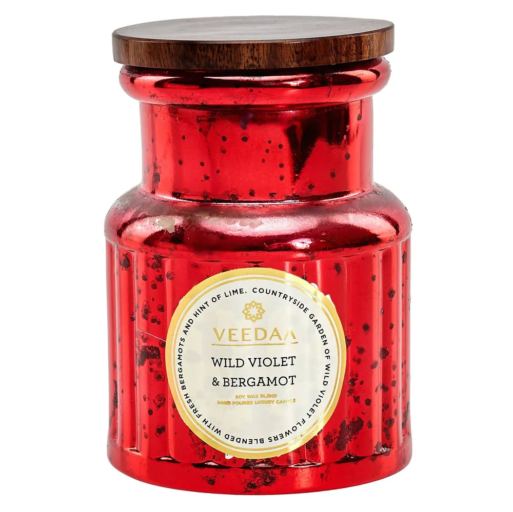 WILD VIOLET &amp; BERGAMOT CROWN GLASS SCENTED CANDLE