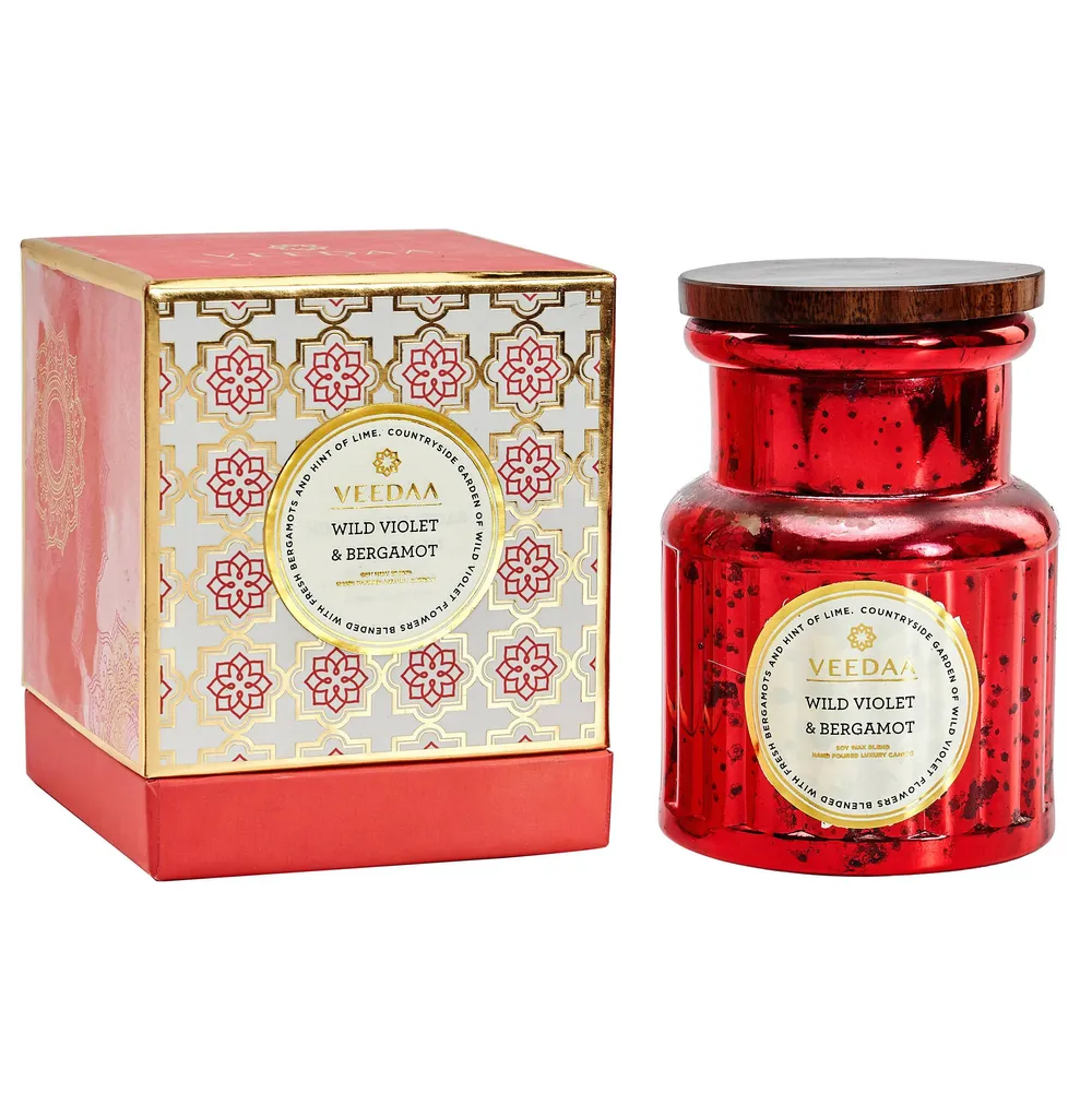 WILD VIOLET &amp; BERGAMOT CROWN GLASS SCENTED CANDLE