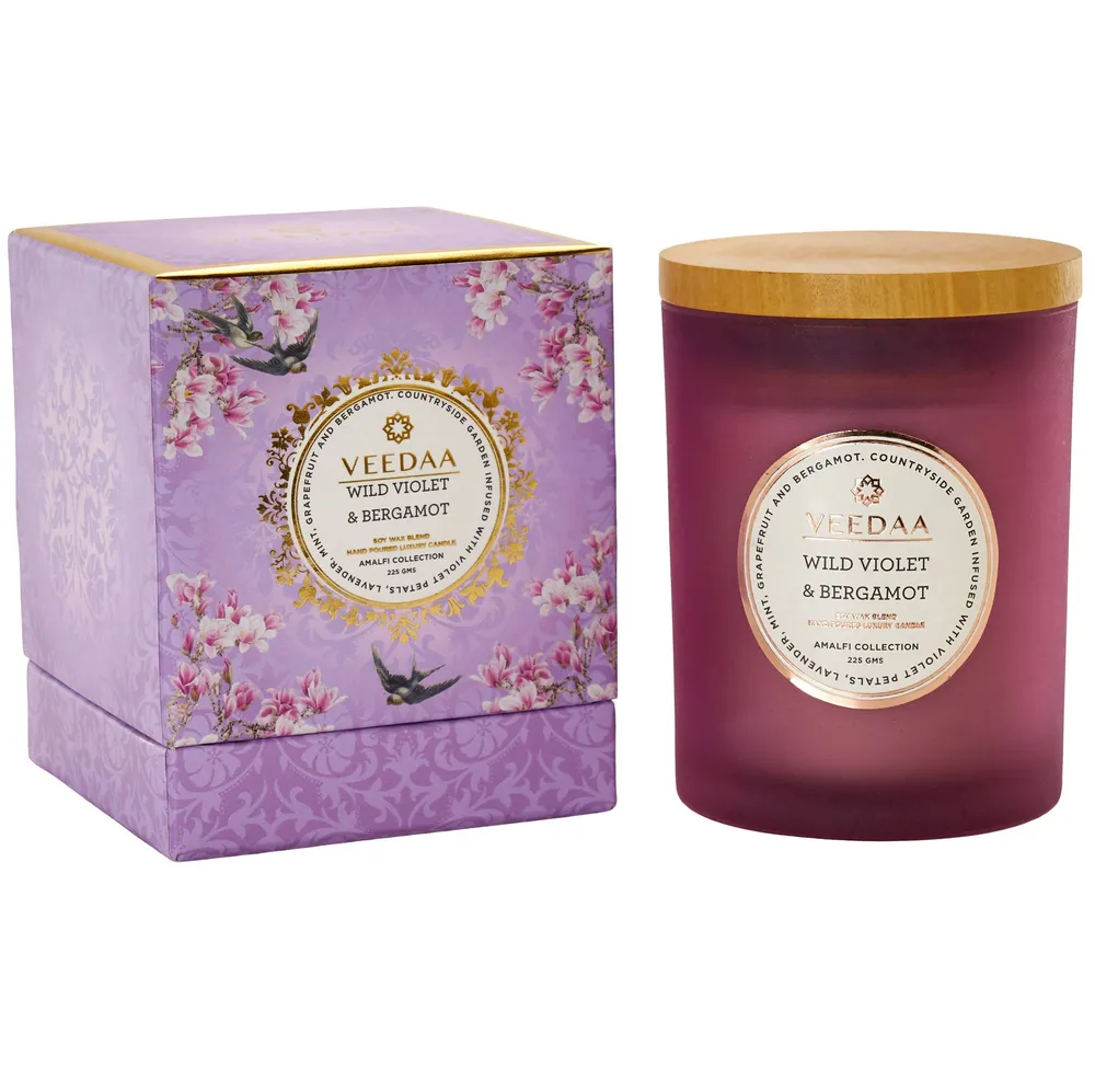 Wild Violet & Bergamot Czech Glass Scented Candle