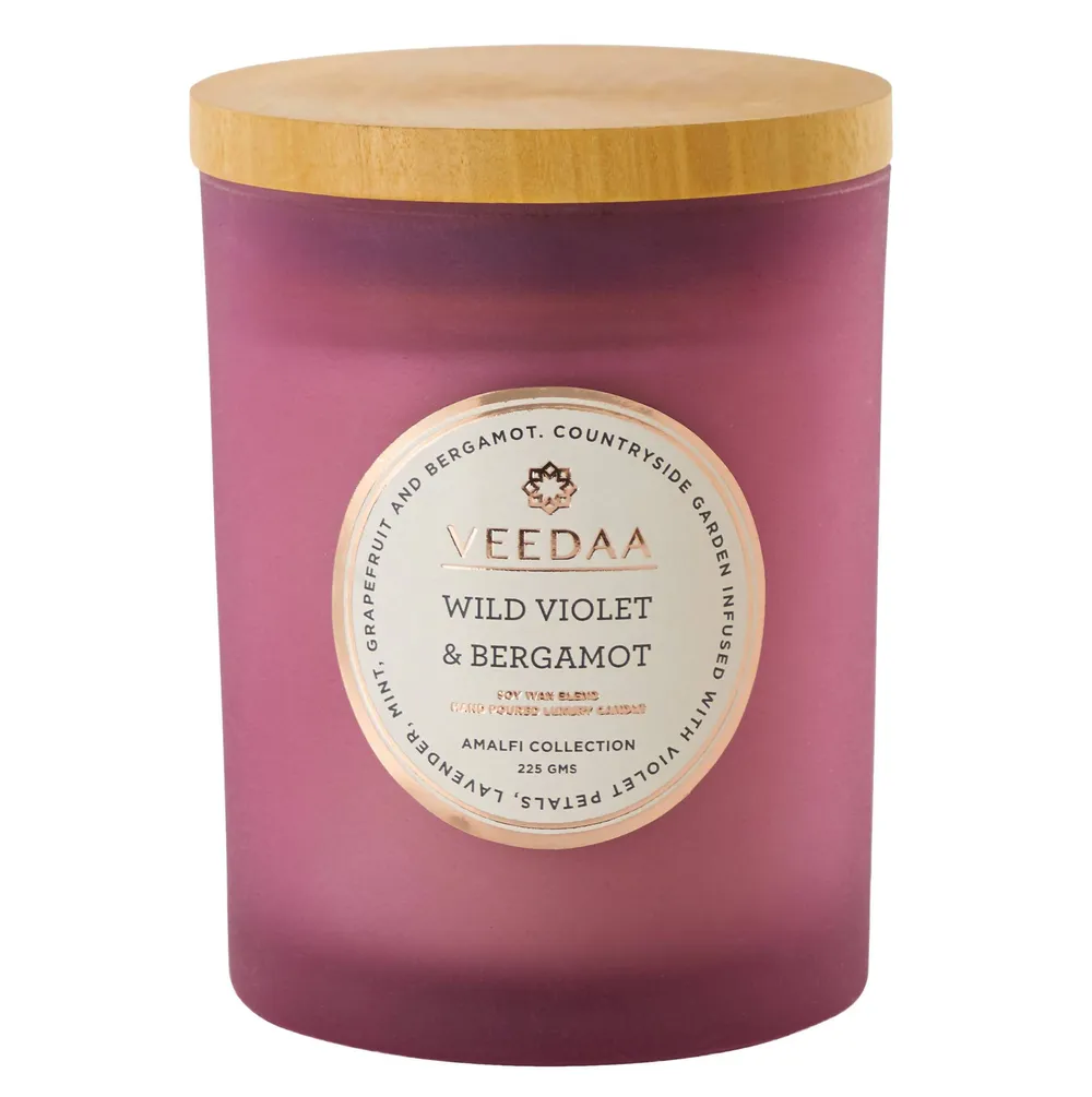 Wild Violet & Bergamot Czech Glass Scented Candle