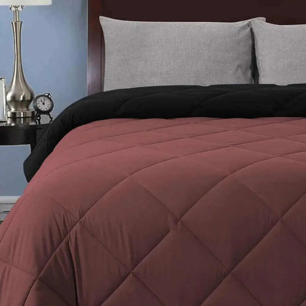 Wine &amp; Black Quilted Single Bed Comforter