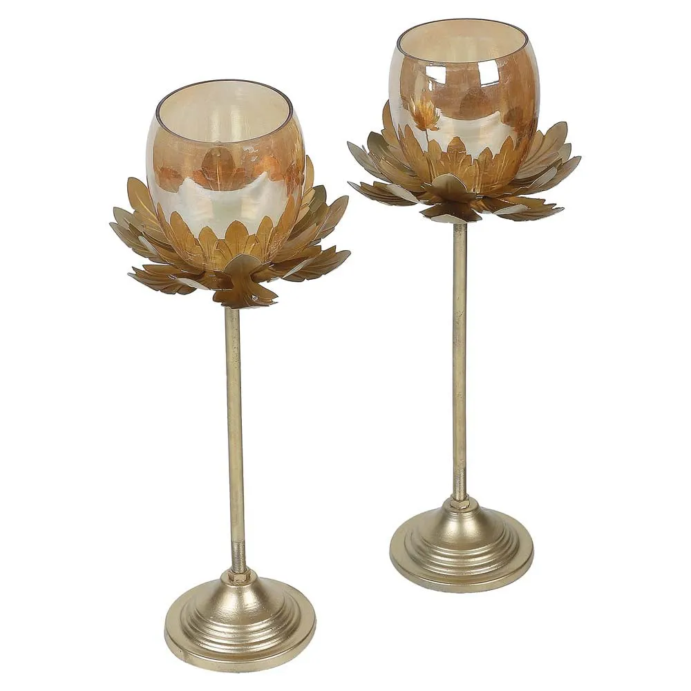 Wine Glass Motif Designer Tea Light Candle Holders Set Of 2