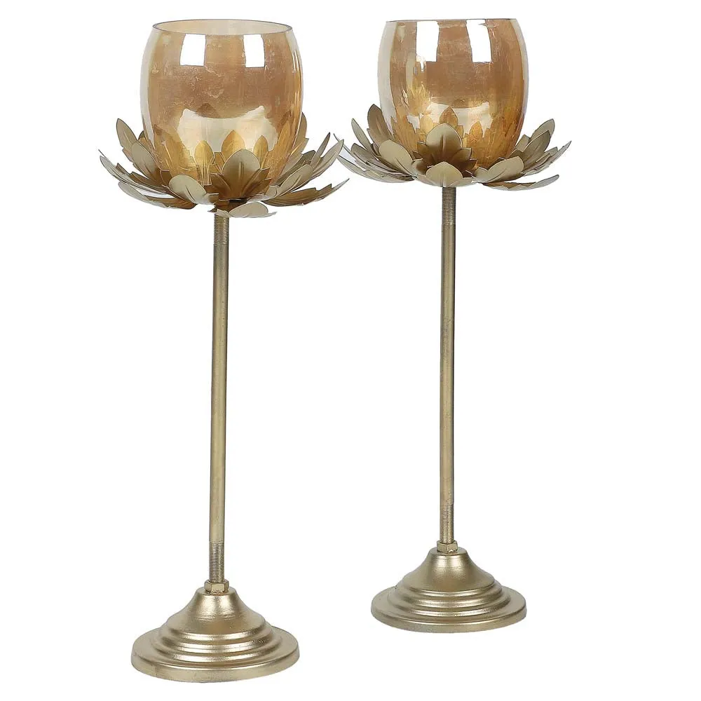 Wine Glass Motif Designer Tea Light Candle Holders Set Of 2