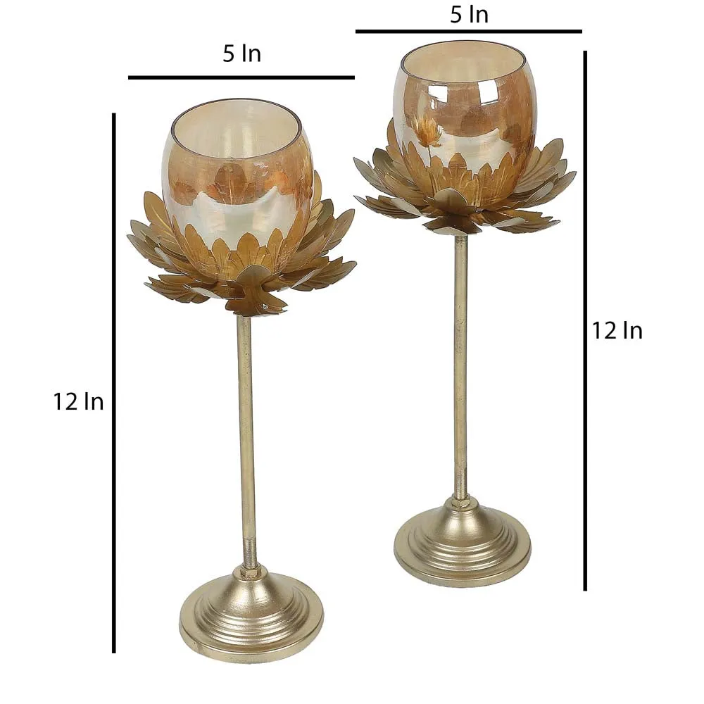 Wine Glass Motif Designer Tea Light Candle Holders Set Of 2