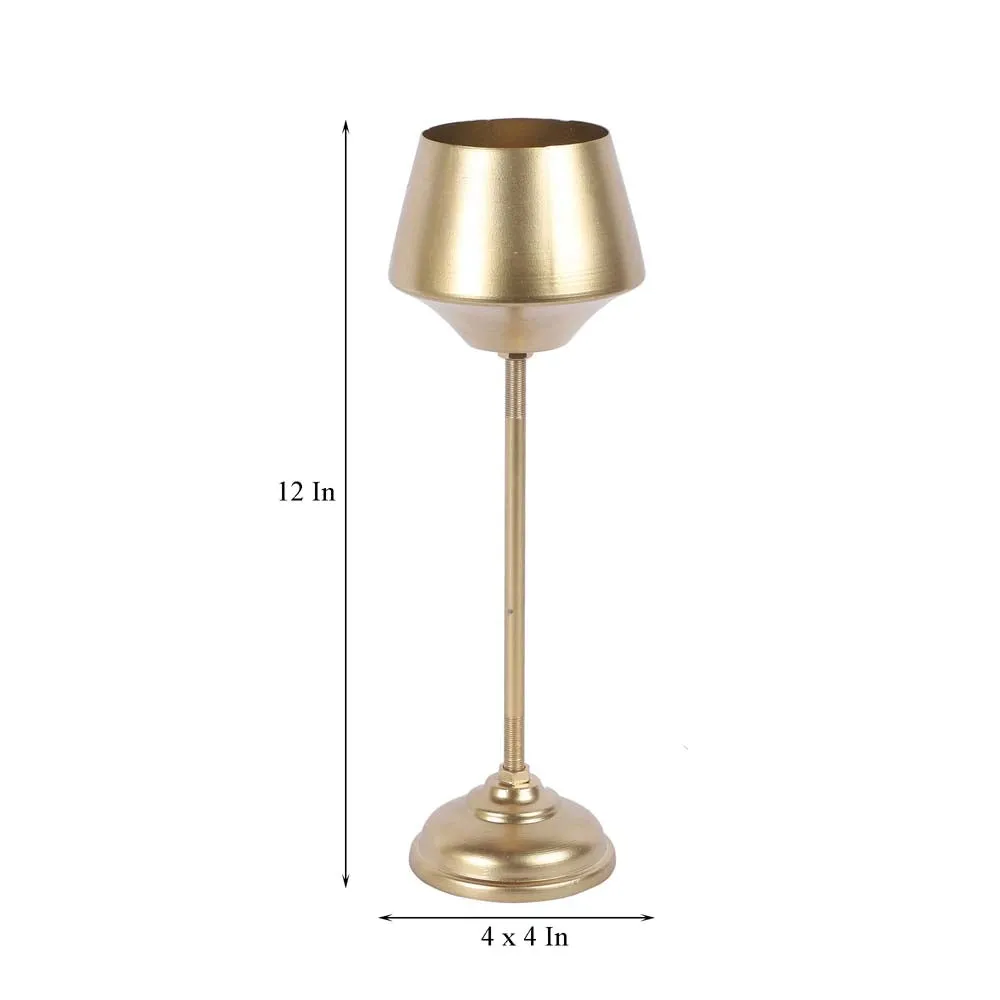 Wine Glass Shaped Golden Metal Planters Set Of 2