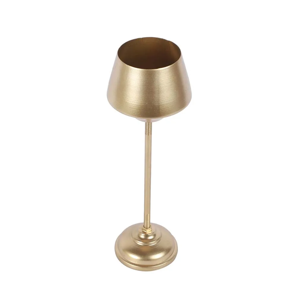 Wine Glass Shaped Golden Metal Planters Set Of 2