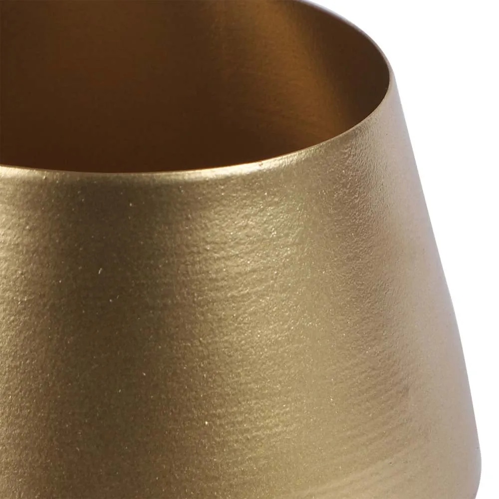 Wine Glass Shaped Golden Metal Planters With Stand Set Of 2 Single Piece