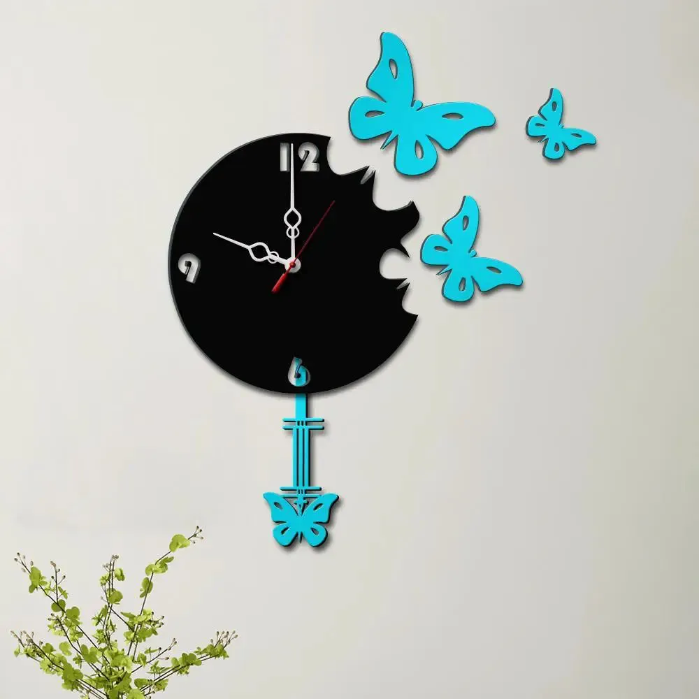 Winged Butterfly Pendulum Wall Clock