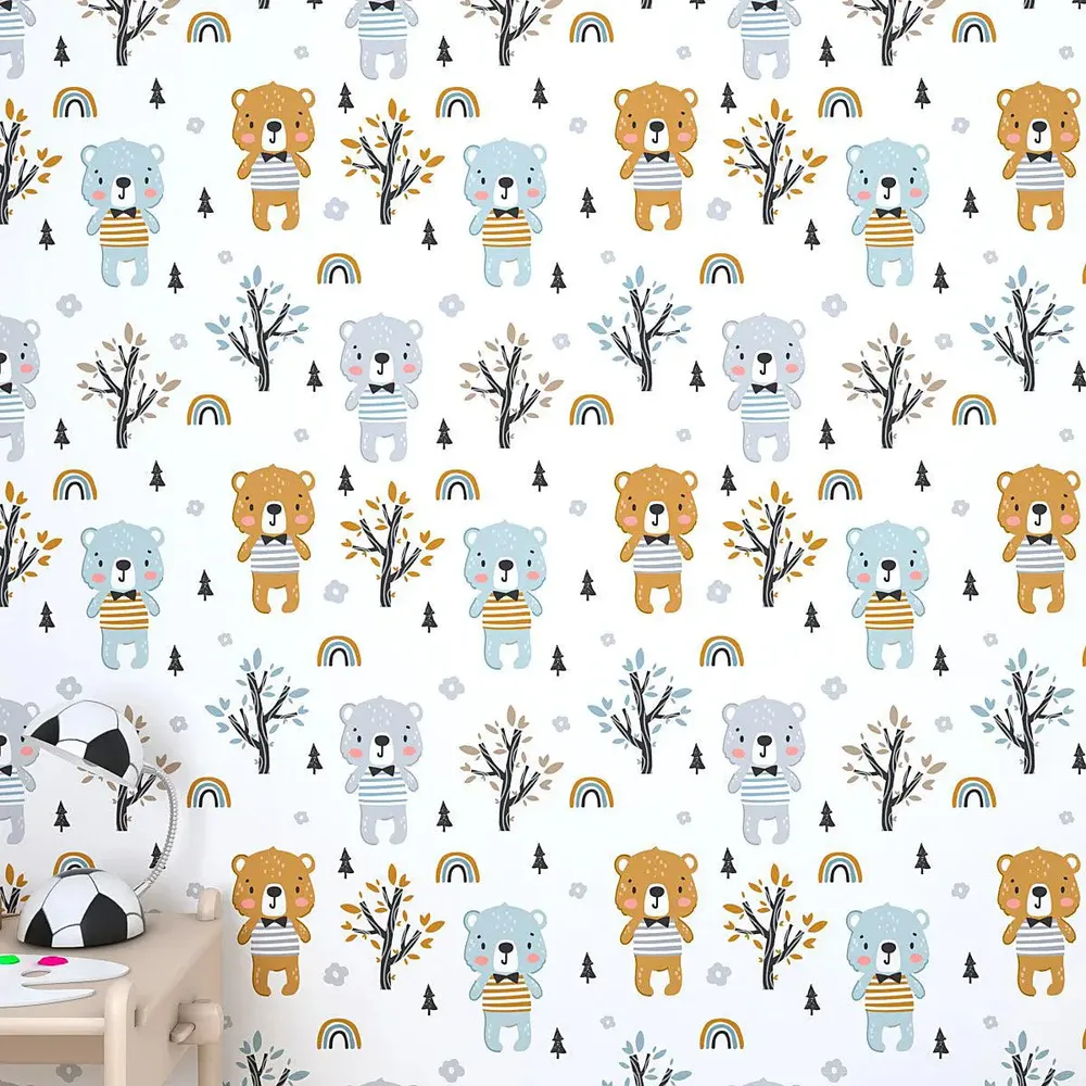 Winter Bear Kids Self Adhesive Wallpaper