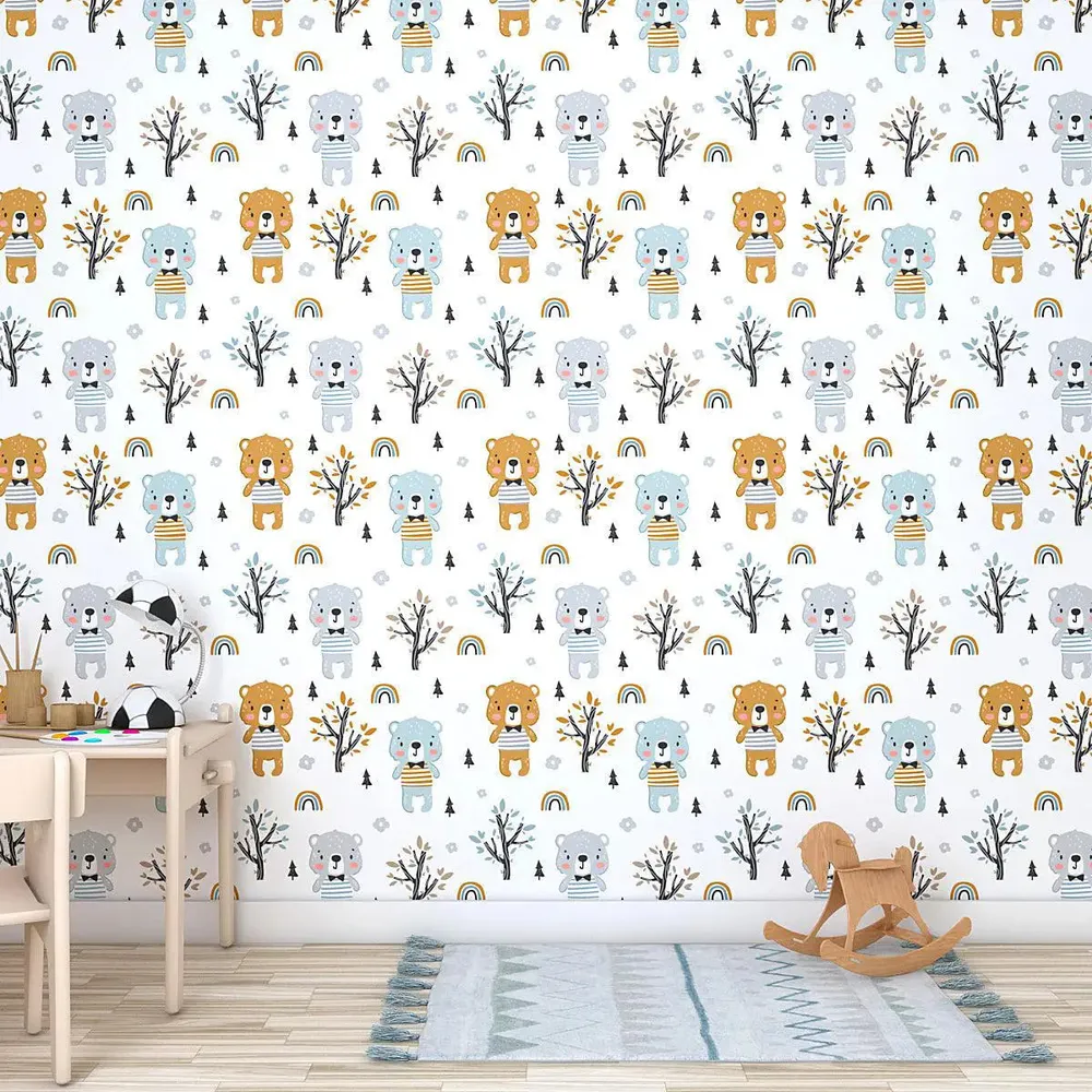 Winter Bear Kids Self Adhesive Wallpaper