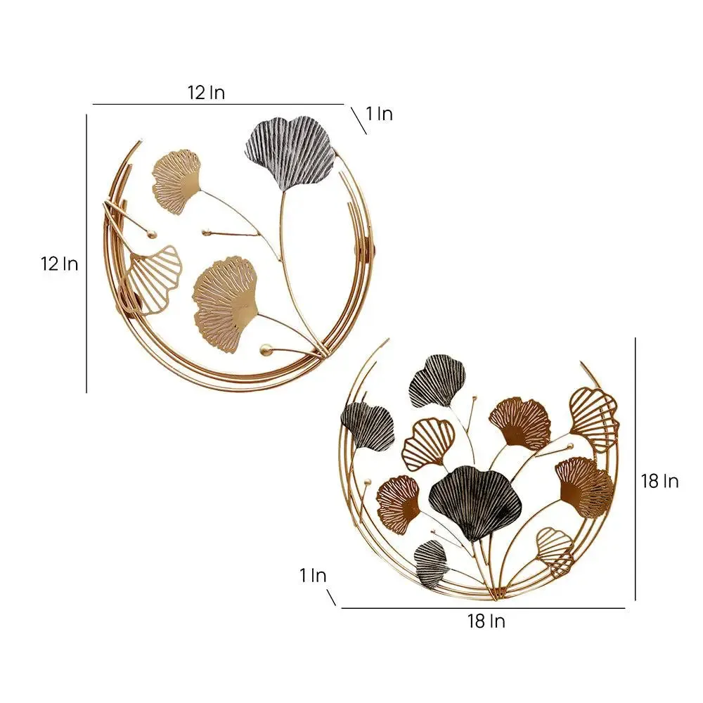 Wired Gold & Grey Leaf Embossed Wall Decor Set of 2