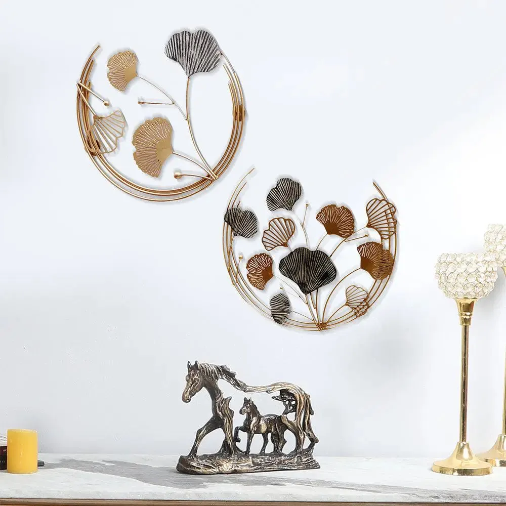 Wired Gold & Grey Leaf Embossed Wall Decor Set of 2