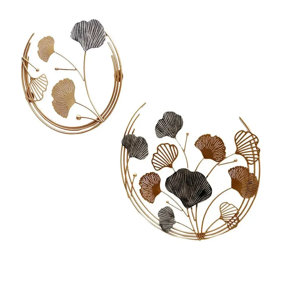 Wired Gold & Grey Leaf Embossed Wall Decor Set of 2